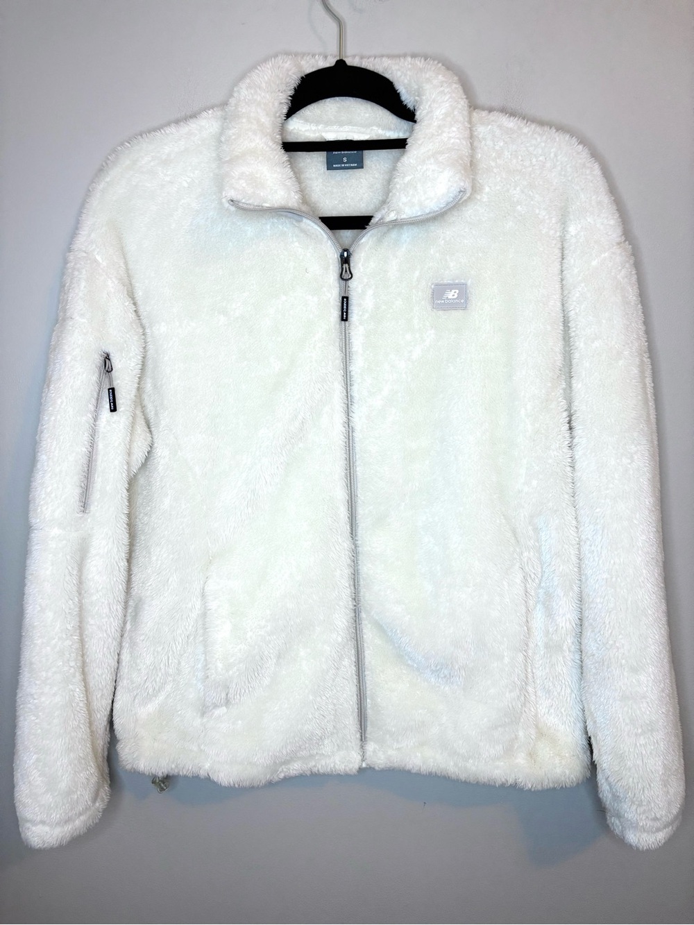 New Balance Women’s S Ivory Plush Teddy Fleece Full Zip Jacket Sherpa
